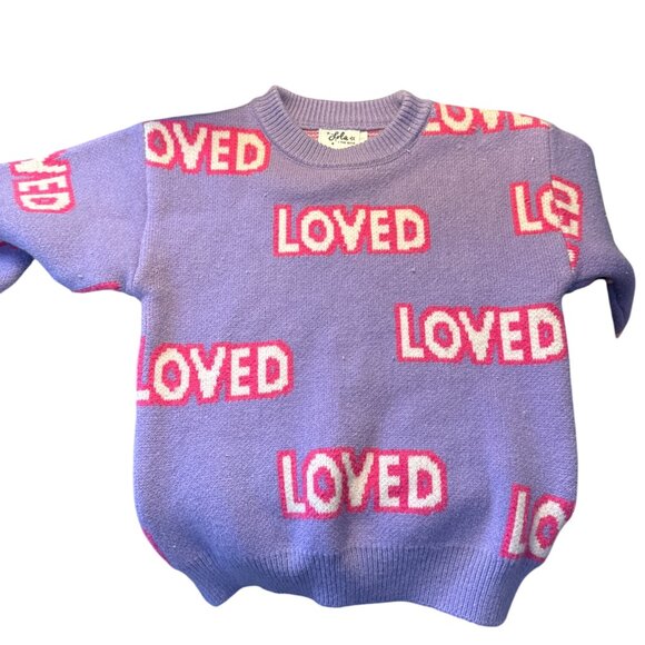 Lola & The Boys Purple Loved Print Crewneck Sweater Toddler Size 8 - Picture 1 of 2